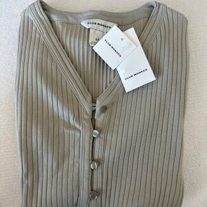 Club Monaco Sage Green Button Detail Tee